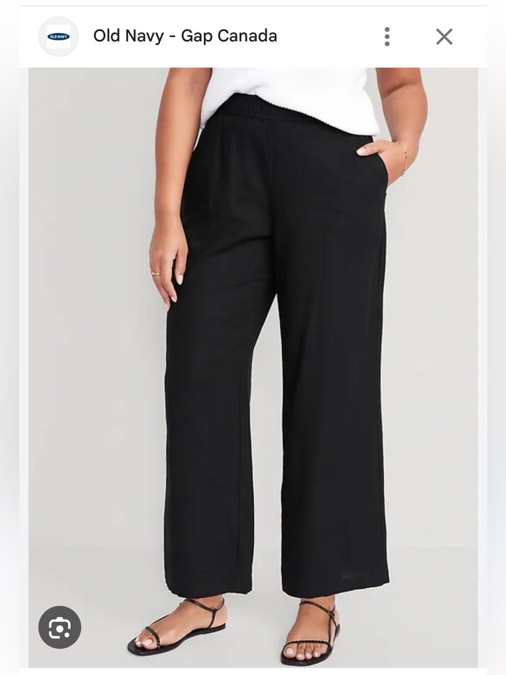Old Navy Black High-Waisted Linen Blend Wide-Leg Pants
